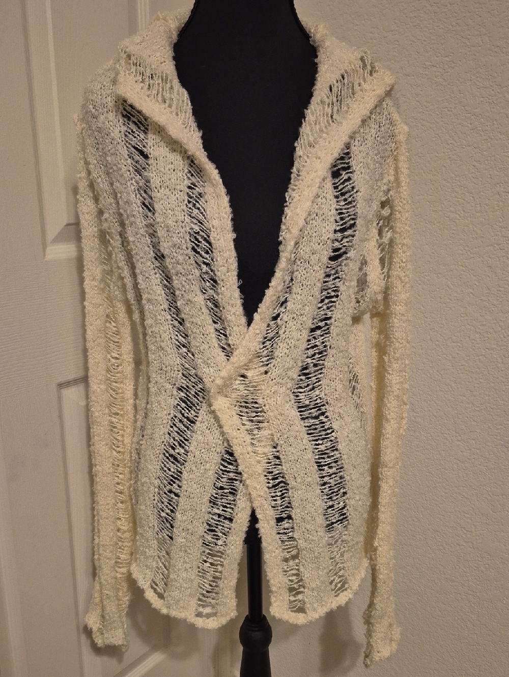 Cream Open-Knit Women's Sweater